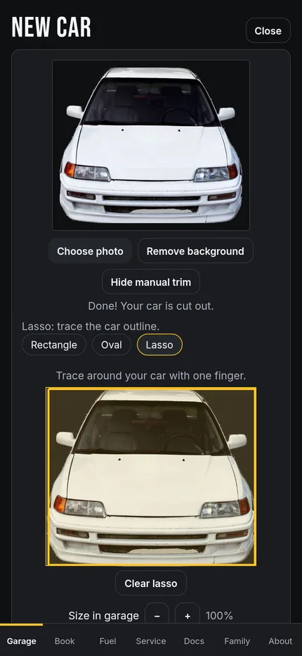 Cutting a car out of a photo